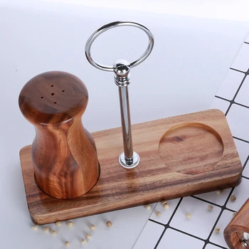 

Salt Jar Portable Tray Pepper Shaker Stand Cooking Safe Wooden Home Kitchen Tool European Style With Handle Odor Free Restaurant