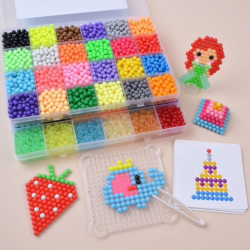 

Children 24 Colors Water Spray Magic Aqua hama Beads DIY Kit Ball Puzzle Game Fun handmaking 3D Puzzle Educational Toys