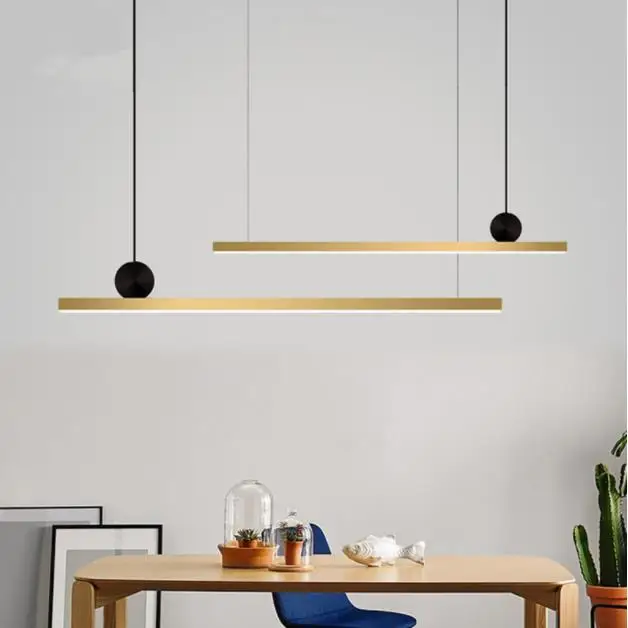 Nordic Pure Copper Led Chandelier Modern Design Long Strip Living Room Dinner Hotel Hall Light Fixtures Free Shipping | Лампы и