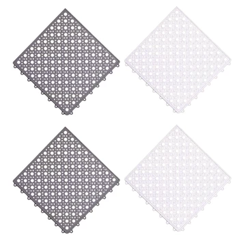 

Non-Slip Splicing Bath Mat 4Pcs, Interlocking Cuttable Soft DIY Mat 12 X12 Inch, with Suction Cups, Massage Design