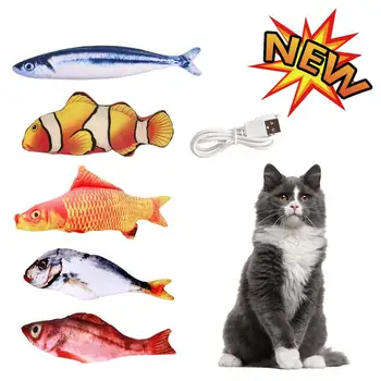 

USB Electric Simulated Fish Pet Soft Plush 3D Fish Shape Cat Toy Interactive Gifts Fish Catnip Toys Stuffed Pillow Chew Cat Toy