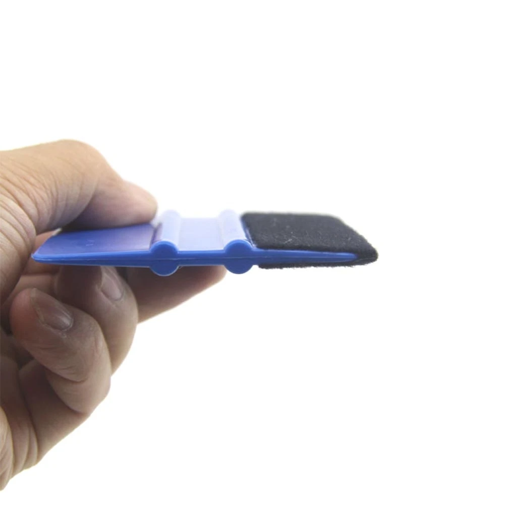 Auto Styling Vinyl Carbon Fiber Window Ice Remover Cleaning Wash Car Scraper With Felt Squeegee Tool Film Wrapping 10x7cm