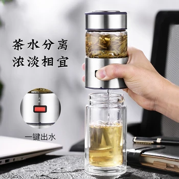 

oneisall 400ml Glass Water Bottle With Loose Leaf Tea Strainer Tea Infuser Double wall Glass Bottle Free to disassemble Thermos