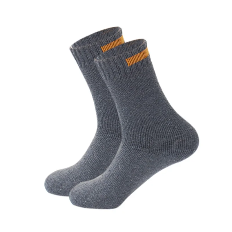 Зимние теплые носки из мериносовой шерсти для мужчин, 11 цветов, Eur38-44 с тканевой полоской, Дизайнерские однотонные кашемировые термоноски - Цвет: Dark grey