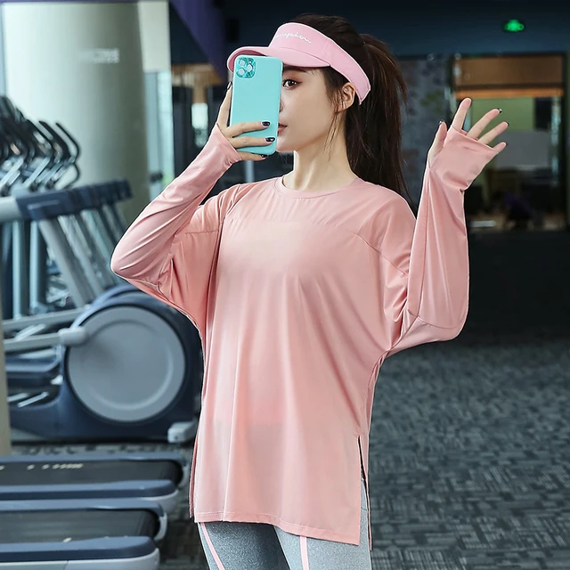 Plus Size L-4XL Long Sleeve Women Yoga Shirts Loose Gym Clothing Sportswear  Quick-Dry Fitness Shirts Sport Yoga large Crop Tops - AliExpress