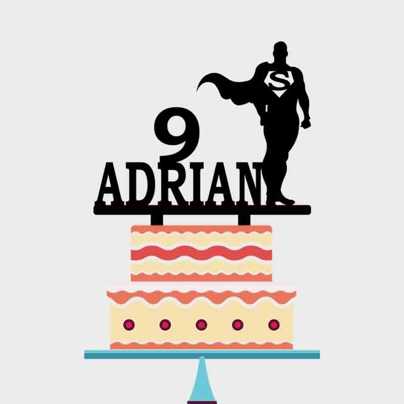 Personalizado Cumpleanos Torta Topper Personalizado Nombre Edad Superman Torta Topper Para Ninos Cumpleanos Decoracion De Pastel De Fiesta Yc086 Suministros De Decoracion De Pasteles Aliexpress