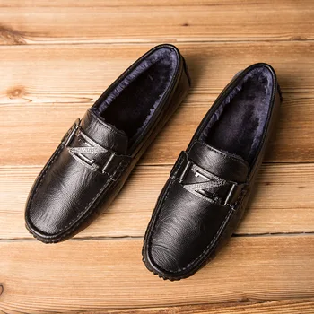 

Increase Down Cotton-padded Shoes Genuine Leather Leisure Time Leather Shoes Joker Trend Thick Section Doug Shoe Male England