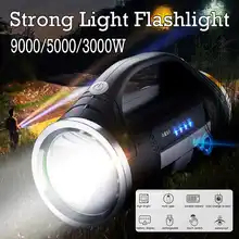 9000 Вт супер яркий светодиодный поисковый светильник-вспышка с боковым светильник ing Питание от батареи 18650 для наружного кемпинга охоты