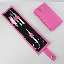 4 в 1 мини маникюрный набор инструментов для ногтей из высокоуглеродистой стали, наборы для ухода за ногтями, кусачки для ногтей, ножницы, пинцет, ПВХ чехол