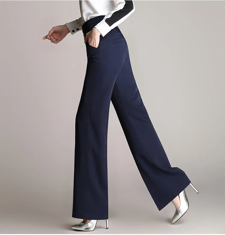 Новые женские широкие брюки с высокой талией, свободные длинные брюки, элегантные женские винтажные офисные брюки, повседневные штаны, Pantalon Femme