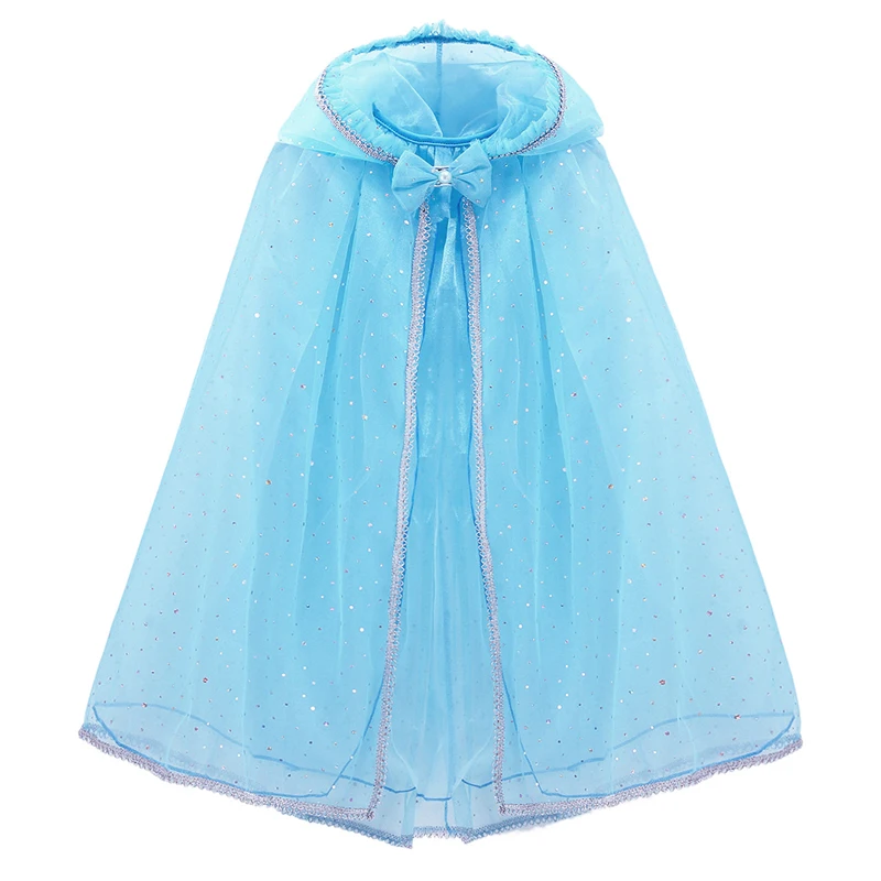 Нарядный костюм Золушки для девочек; костюм принцессы; детское Голубое Бальное Платье с многослойной аппликацией; детское праздничное платье на Хэллоуин, Рождество - Цвет: Cloak A