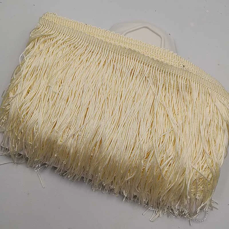 Beige 1 ярдов 15 см широкая кружевная бахрома отделка отделочная кисточка для DIY латинское платье сценическая одежда занавески кружевные аксессуары лента - Цвет: Beige