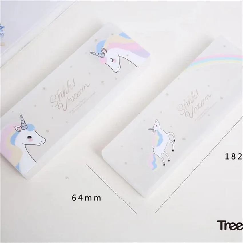 Unicorn Frosted Pencil Case Stationery Storage Organizer Bag School Office Supply