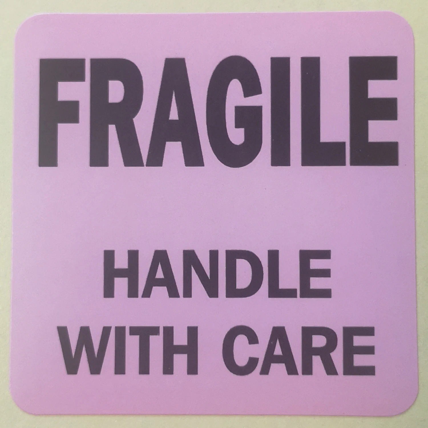 300pcs 51x51mm Fragile Handle With Care Pink And Black Printing