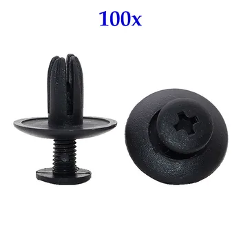 

100pcs 6mm Beige Gray Clips Plastic Auto Fasteners Expansion Rivets Vehicle Car Fender Trunk Trim Panel Screw Retainer Push Pins