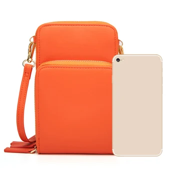 

Dropshipping Leather Crossbody Cellphone Shoulder Bag for Female Student Smartphone Wallet with Removable Strap P666