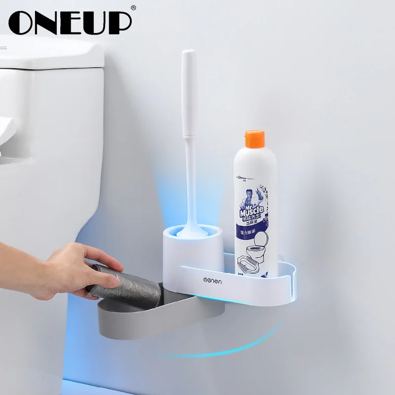 Toilet-Brush Bathroom-Accessories ONEUP Household TPR with Storage-Base for WC Rubber-Head-Holder