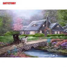 GATYZTORY 5D алмазная живопись полный квадратный DIY домашний декор мозаичные Стразы картина логотип страны мост и карета