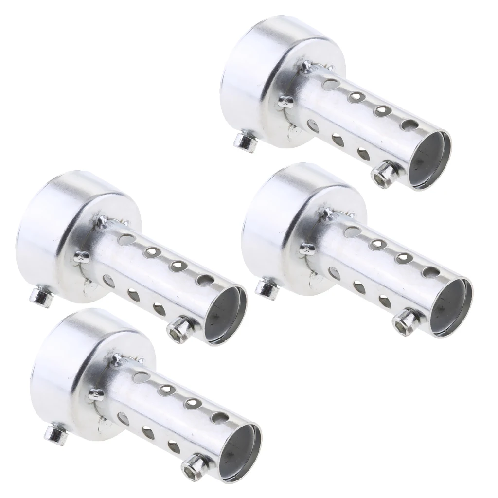 4 Pack Aluminum Universal Motorcycle Exhaust Silencer 48mm, 3 inch Length, Silver