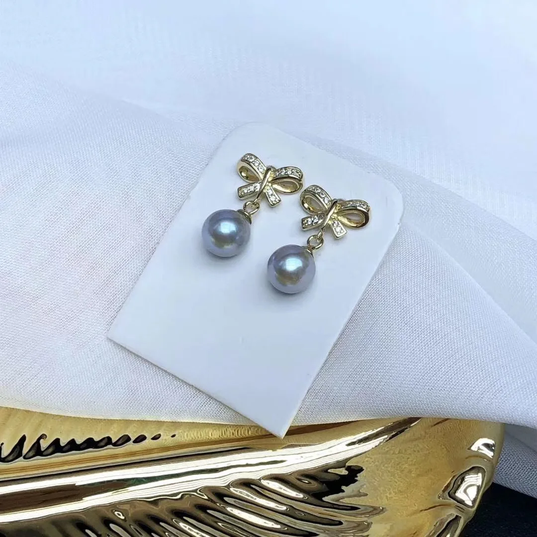 

Butterfly Home Japanese-style Simple S925 Silver 7-8akoya Virgine Lot Linen Pearl Earrings Xles100l100e