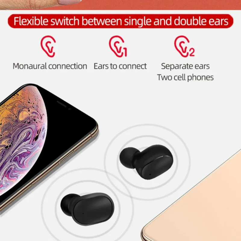 TWS Bluetooth 5 0 Earphone Noise Cancelling LED Display With Mic Handsfree Earbuds for Xiaomi Redmi Airdots Wireless Headsets