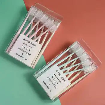 

Wholesale South Korea Macarons Toothbrush Japanese Style MUJI-style Family Pack High Quality Bamboo Charcoal Soft Bristle Adult