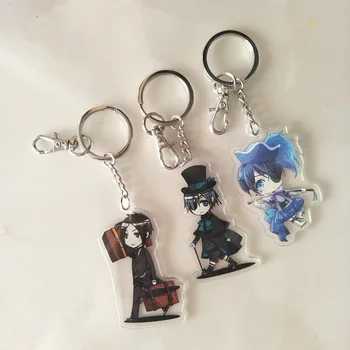 

Black Butler Cosplay Acrylic Resin Pendant Keychain Ciel Phantomhive Sebastian Michaelis Cos Accessory Halloween Carnival Gift