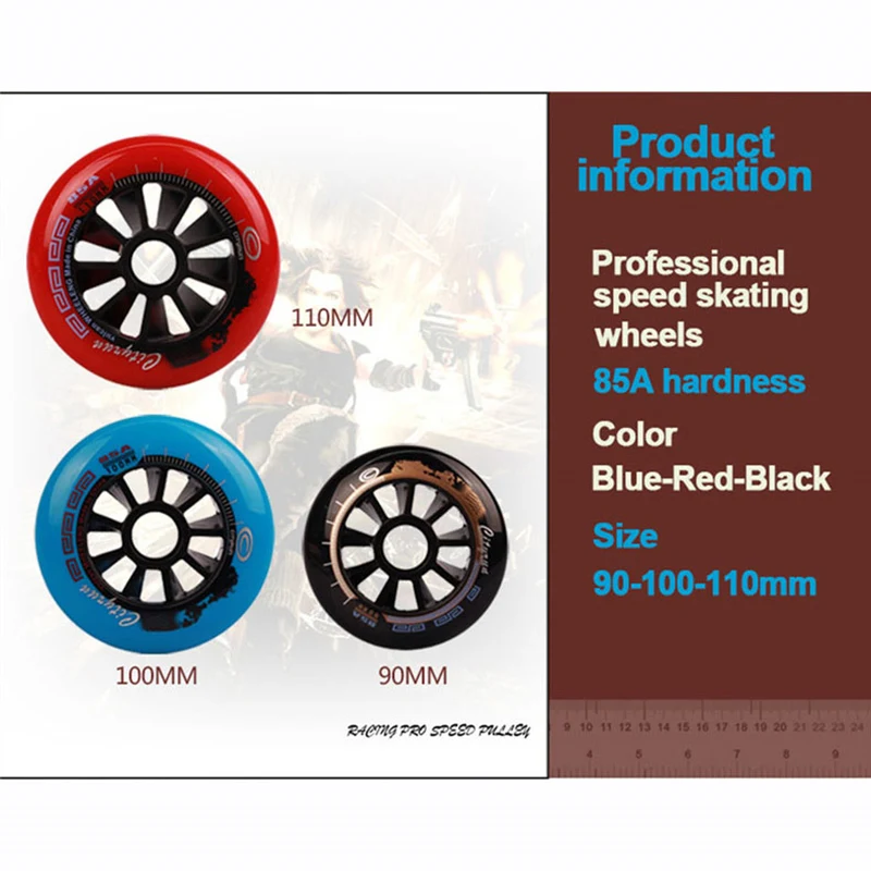 90 100 110mm Cityrun Wheels 85A PU Tires for Inline Speed Skates Indoor Outdoor Asphalt Street Durable Racing Rodas Good