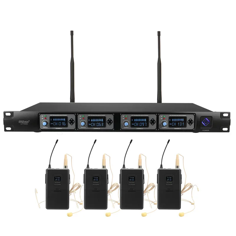 

KINCO 4 Channel UHF Stereo Wireless Monitor System Digital In-Ear Monitor System Microphone System for Performance
