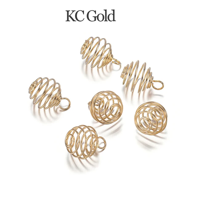 5-30Pcs/lot 9-35mm Metal Spiral Beads Cages Pendants Hollow Bead Caps For DIY Charms Jewelry Making Supplies Accessories KC Gold