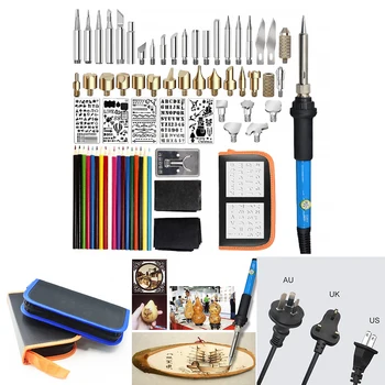 

71Pcs/Set Wood Soldering Iron Tool Pyrography Pen Adjustable Temperature Soldering Iron With Carving Stencils Drawing Template