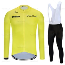 

STRAVA Autumn/Spring Bicycle Set Bike Cycling Team 2021 Quickdry Long Sleeve Sportswear Racing Offroad Team Jersey Suit for Men