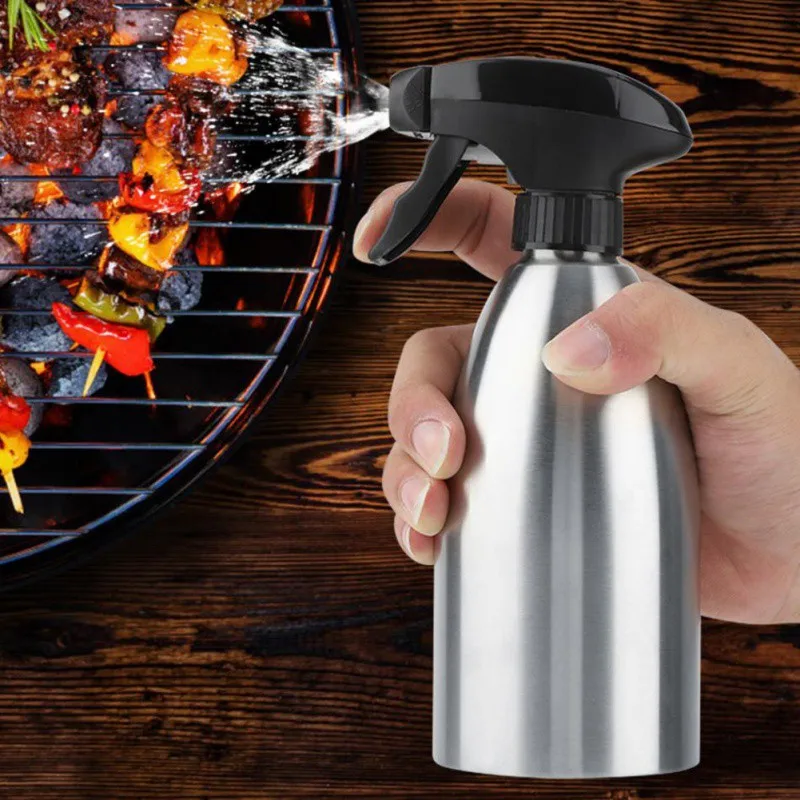 

500ML Kitchen Stainless Steel Press Oil Sprayer Spray Bottle Oiler Pot Watering Can Watering Pot Barbecue Cooking Accessories