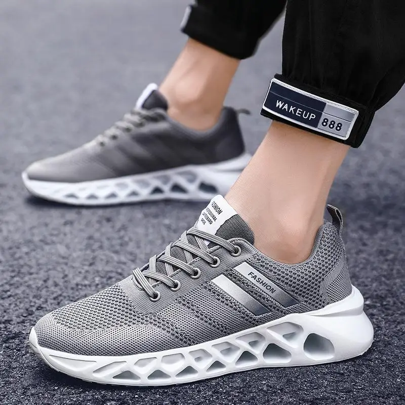 

MEN'S SHOES Teenager Trendy Shoes 2019 New Style Versatile Sports Summer Breathable Fly Netting Surface Casual Running Shoes Whi