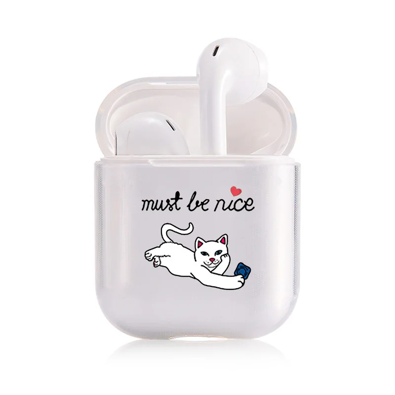I301038 Мягкий чехол с мультяшным рисунком для AirPods милый чехол прозрачный силиконовый Bluetooth наушники защитный чехол для Apple Airpods 1/2 чехол Despise Cat - Цвет: I301038