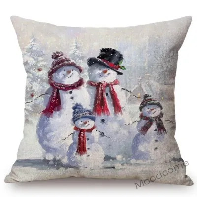 Акварельные рождественские украшения, снеговик, Санта Клаус, домашний диван, подушка, чехол, хлопок, лен, Рождество, милый, снеговик, наволочка - Цвет: N317-9