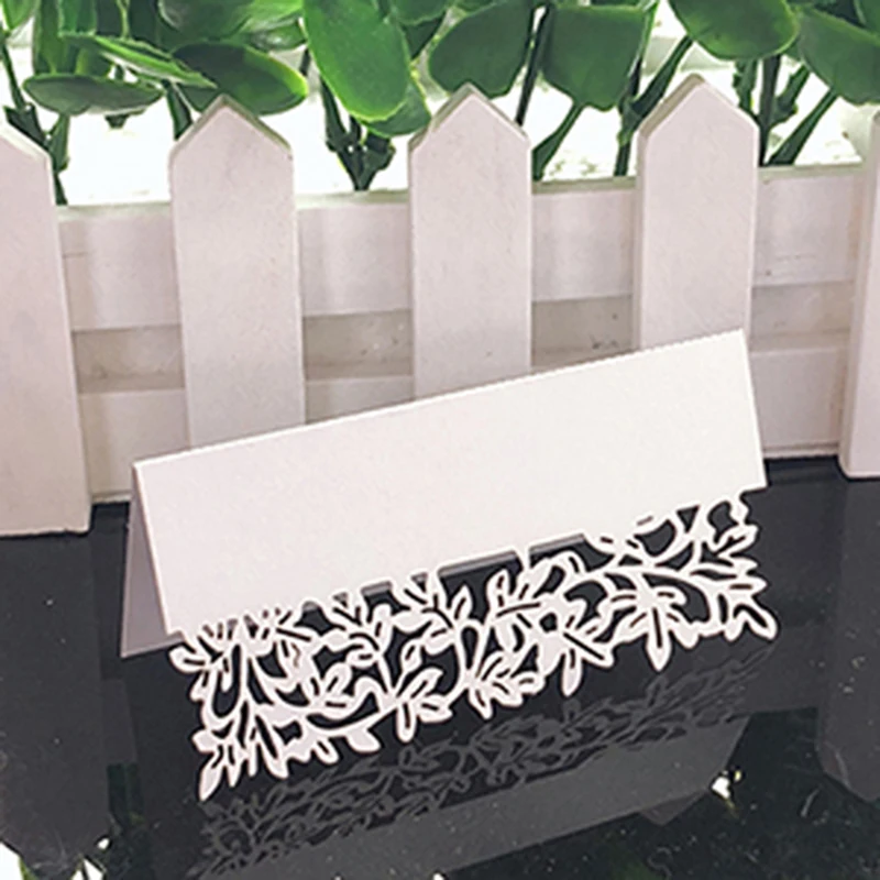 White Lace Name Place Cards Wedding Decoration Table Decor Table Name Message Greeting Card Party Christmas Decoration 50pcs