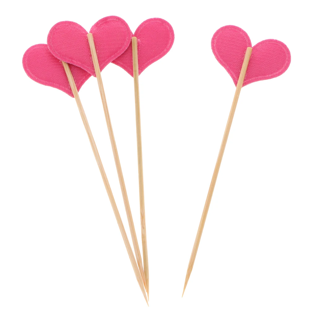 20 Pieces Heart Toothpick Leather Cupcake Picks Birthday Toppers Kids Birthday Wedding Party Decoration Supplies