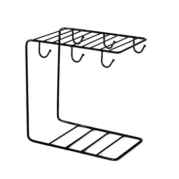 

Plating Organizer Handcrafted European Style 6 Hooks Double Layers Space Saving Storage Basket Cup Rack Restaurant Multifunction