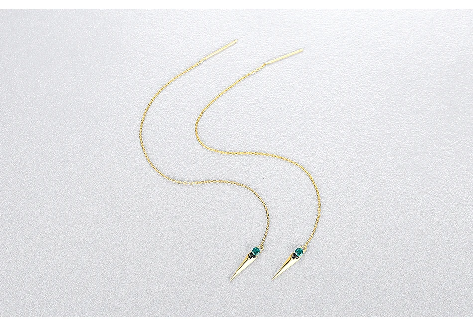 Gem&Time 925 Sterling Silver Long Chain Earrings Pendant For Women Emerald Green Tassle Drop Earrings Fine Jewelry Gifts (5)