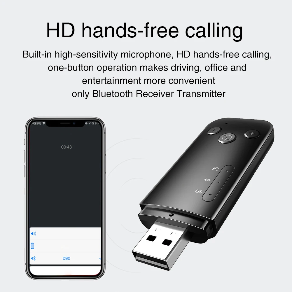 2 в 1 беспроводной USB AUX fm-приемник передатчик Bluetooth адаптер мини Plug And Play Встроенный микрофон стерео для ТВ ПК автомобильный портативный
