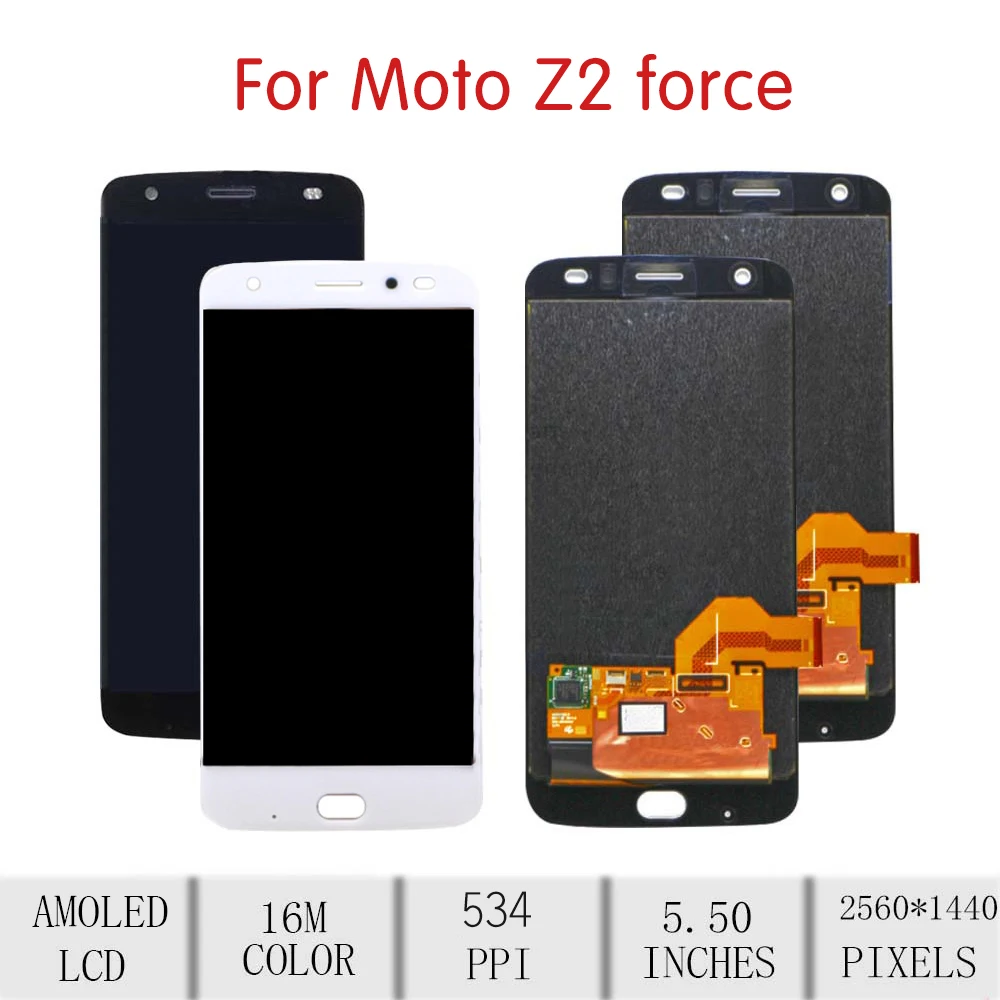 Для Motorola Moto Z2 Force lcd кодирующий преобразователь сенсорного экрана в сборе для MOTO Z Force(2nd Gen) Замена дисплея XT1789-05