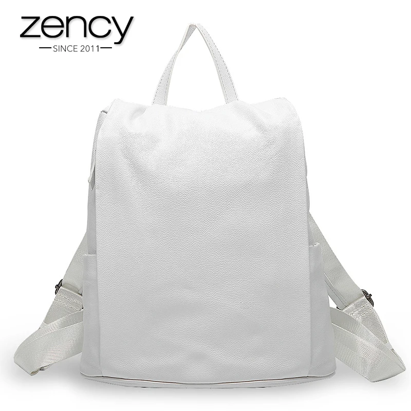 Zency 100% мягкая натуральная кожа новый женский рюкзак практичная дорожная сумка