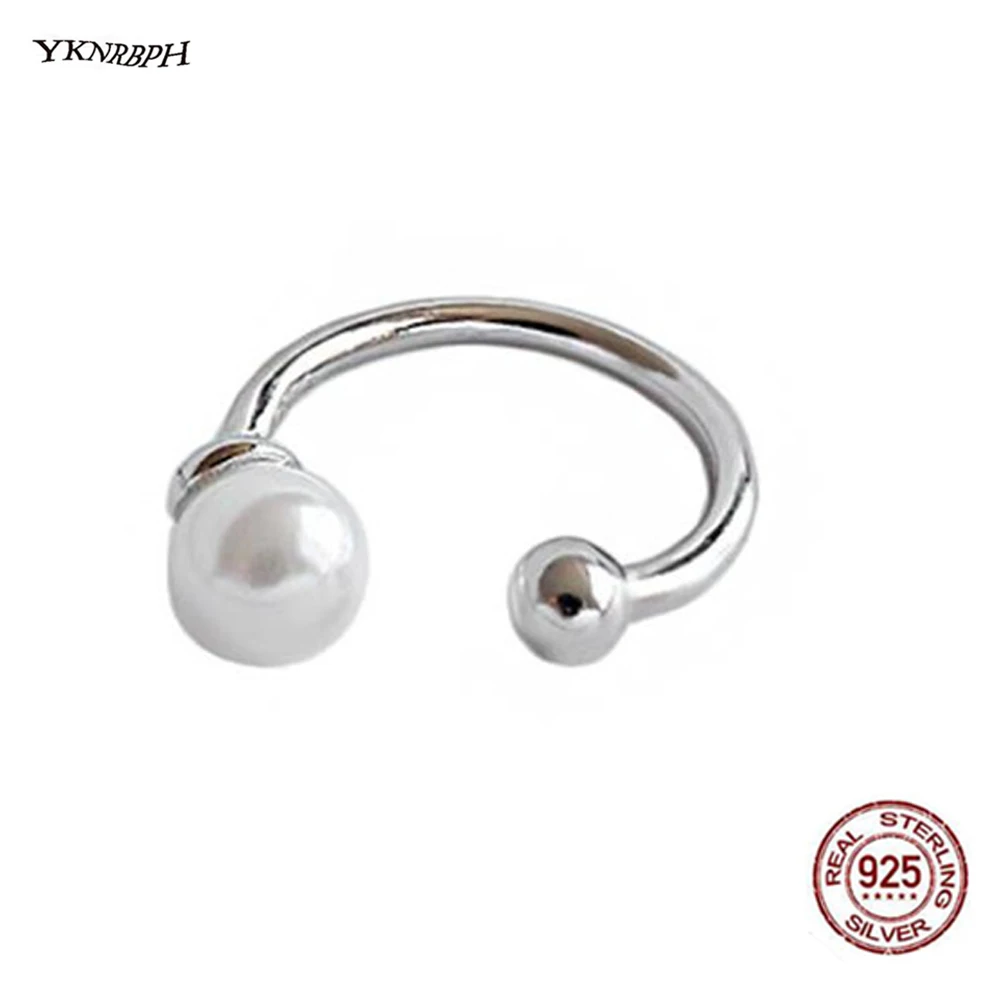 

YKNRBPH Female S925 pure silver simple round freshwater pearl One Pieces earring clip Weddings silver Fine Jewelry