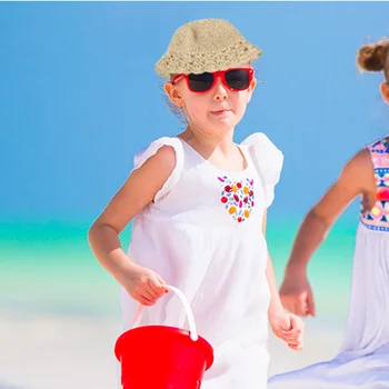 

Parent-child Straw Solid Hats Spring Summer Outdoor Travel Dome Brim Hat Female Hollowed Holiday Beach Sun Cap One Size