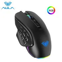 Aula rgb wired gaming mouse 10000 dpi botões laterais macro programável ergonômico 14 teclas backlit gamer ratos para computador portátil desktop