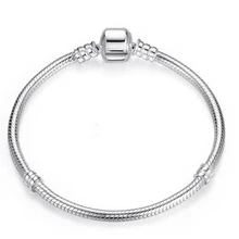 Серебряный браслет из натуральной 925 пробы, цепочка-змейка, застежка-лобстер, базовый браслет для шармов, подходит для женщин, бусина, шарм, сделай сам, модное ювелирное изделие