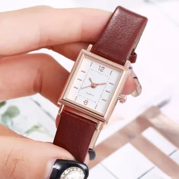 

Vintage Belt Watch for Women Men Irregular Dial Faux Leather Strap No Number Analog Quartz Wrist Watch Unisex Wristwatches