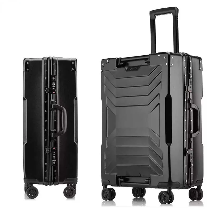 KLQDZMS 20&quot 24&quot26&quot 29&quot inch Luxury Aluminum Frame Rolling Luggage Men Business Trolley Suitcase Women Travel Case On Wheels |