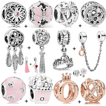 

Couqcy 2Pcs/lot Love Flower Cartoon Charm Beads Fit Brand Bracelet Necklace For Women DIY Jewelry Accessories Dropshipping